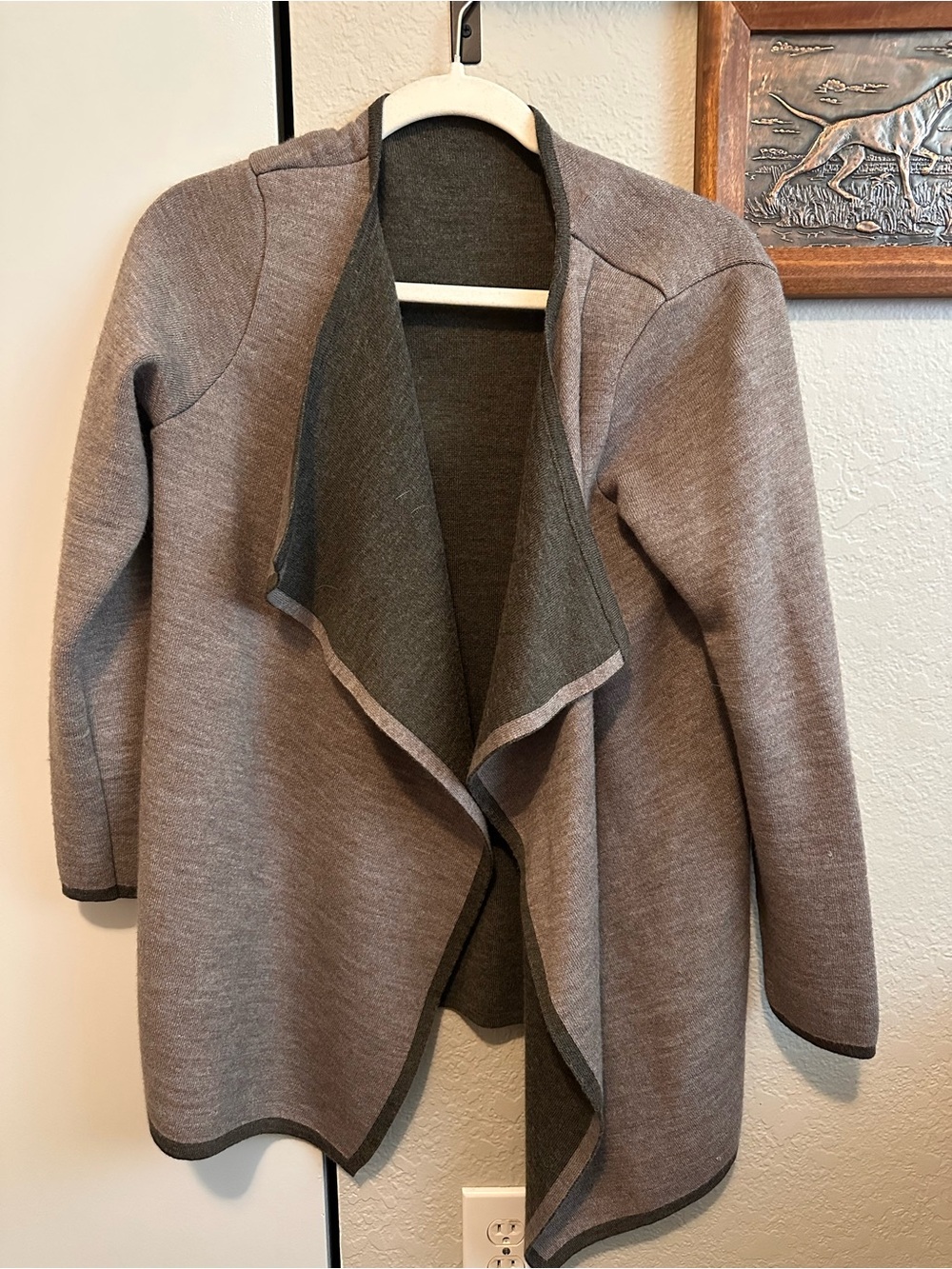 Women's Open Front Draped Waterfall sweater - Brown